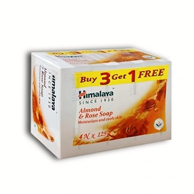 Himalaya Almond & Rose Soap, Moisturizes & Cools Skin, 75 g (Pack of 4)