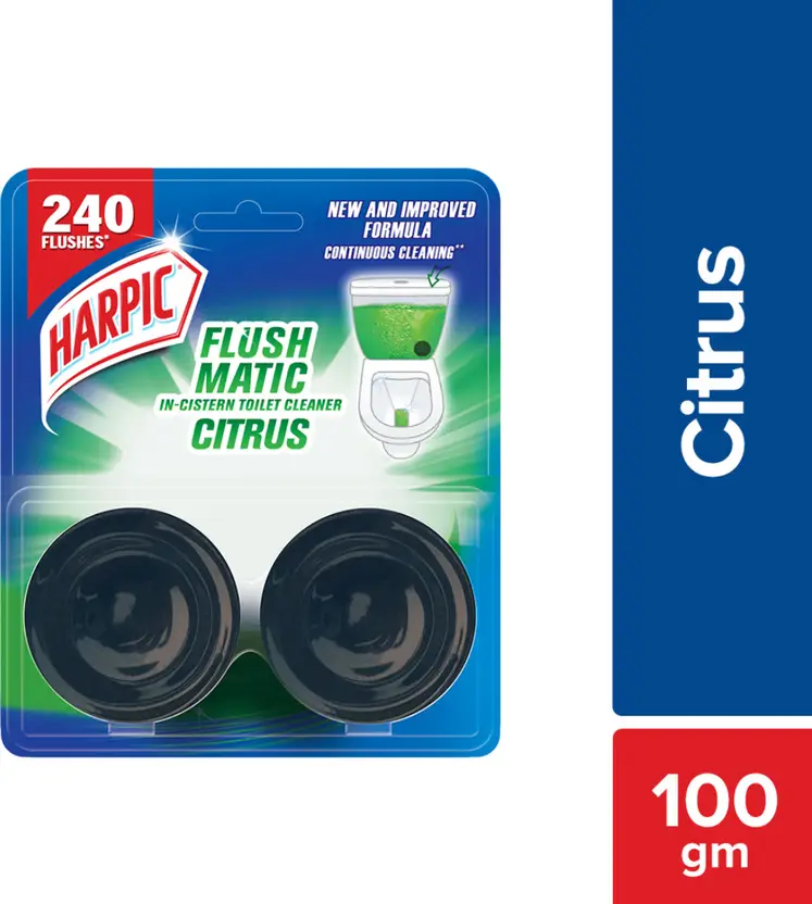 Harpic Flushmatic In-Cistern Toilet Cleaner Block, Citrus, 100gm